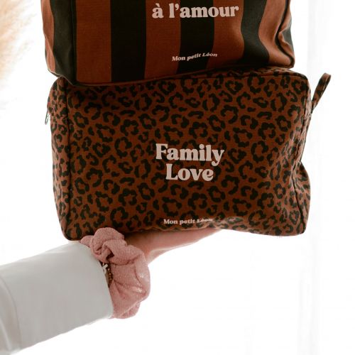 Trousse de toilette coton – Léopard « Family Love »
